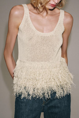 TOP PUNTO FLECOS / Crudo - Zara фото 2