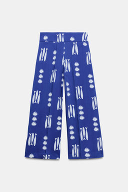 PANTAL?N CULOTTE ESTAMPADO LAZOS / Azul / Blanco