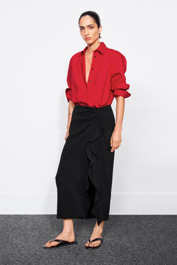 FALDA MIDI VOLANTE ZW COLLECTION / Negro