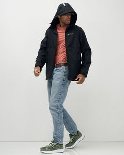 Ветровка спортивная мужская с капюшоном softshell черного цвета 9563Ch - Mtforce фото 18