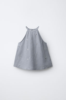 TOP HALTER LENTEJUELAS ALGOD?N Y LINO / Gris / Azul - Zara фото 2