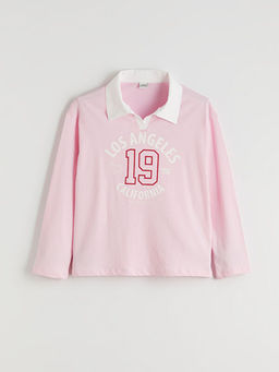 Polo Yaka Los Angeles Bask?l? K?z ?ocuk Ti??rt