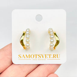 Серьги-пусеты из речного белого Жемчуга - Радуга самоцветов фото 2