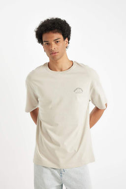 Футболка Comfort Fit с круглым вырезом и короткими рукавами с принтом - Defacto фото 5