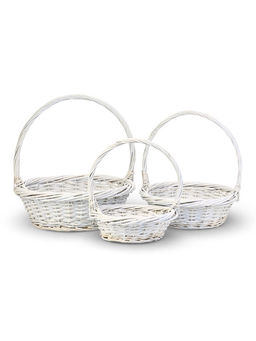 Корзина плетёная для хранения Brisa, с ручкой, белая, набор 3 шт.