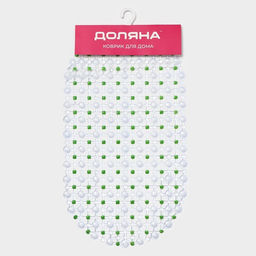 Коврик противоскользящий в ванну на присосках Доляна «Крапинка», 36×66 см, зелёный