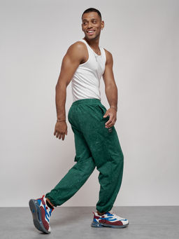 Широкие спортивные брюки трикотажные мужские зеленого цвета 12932Z - Mtforce фото 4