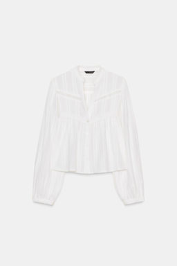 CAMISA CORTA PUNTILLA / Blanco roto