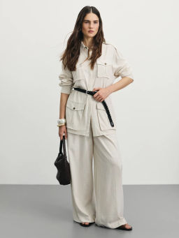 Брюки палаццо из вискозы и льна / Zarina