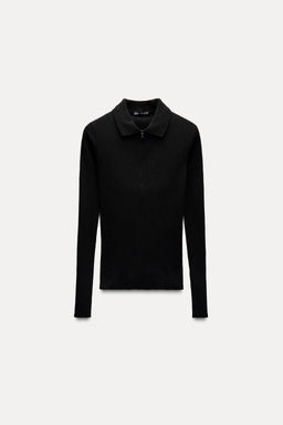 RIBBED POLO NECK T-SHIRT - Zara фото 11