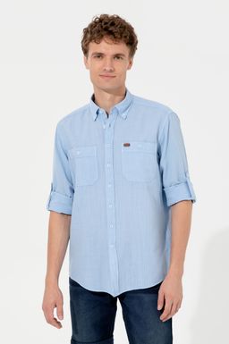 U. S. Polo Assn Мужская синяя рубашка с длинным рукавом - U.s. polo assn фото 3