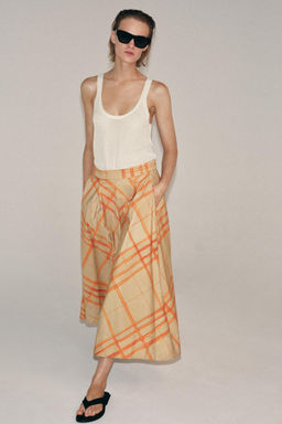 FALDA CAPA CUADROS ZW COLLECTION / Beige - Zara фото 5