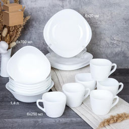 Столовый набор 19 предметов квадратный с кружками / GRAY-13/86575 (WHITE)+ BY09FXB220JC /уп 2/ - Галеонтрейд фото 2