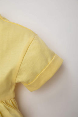 Платье с короткими рукавами и принтом для маленьких девочек - Defacto фото 3