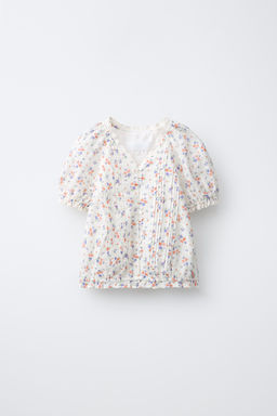 BLUSA FLORES PUNTILLA / Crudo / Rojo