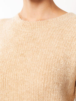 Bisiklet Yaka D?z Uzun Kollu Kad?n Triko Kazak