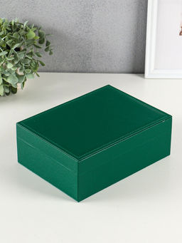 Шкатулка для украшений Isabel, съёмная подставка, тёмно-зелёная, 23.5×17×8.7 см