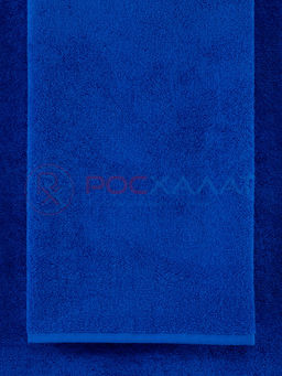 Махровое полотенце без бордюра синее ПМ-89 70х140