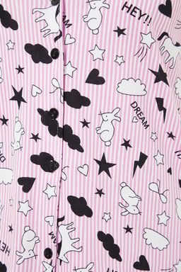 Trendyolmilla Ac?k Pembe %100 Pamuklu Eglence Desenli Biyeli Orme Pijama Tak?m? THMSS19IP0037 фото 8