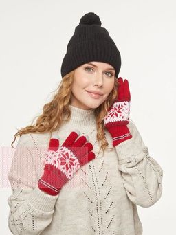 Перчатки женские 212-8228. 0703/01 красный/молоко