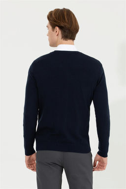 U. S. Polo Assn Мужской темно-синий трикотажный свитер с v-образным вырезом - U.s. polo assn фото 11