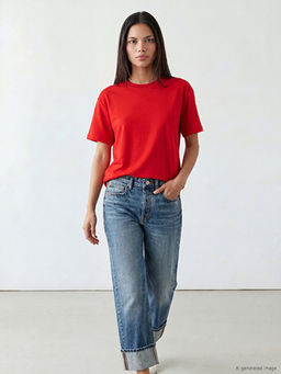 Bisiklet Yaka Oversize Kad?n Ti??rt