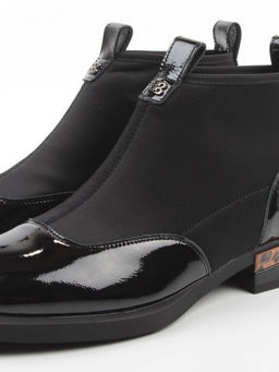 01-B44B-81AG BLACK Ботинки демисезонные женские (натуральная кожа, текстиль, байка)