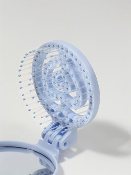 Расчёска массажная, складная, с зеркалом, d=6.6 см, голубая