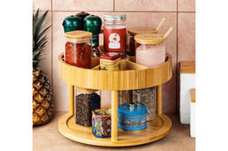 Подставка 2-уровневая 30*30*20 см, многофункциональная, вращающаяся, бамбук