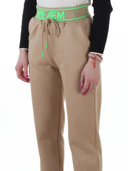 2804 BEIGE Брюки спортивные утепленные женские (95% хлопок, 5% спандекс)