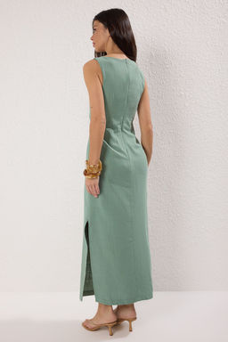 TRENDYOLMILLA Ekru A Kesim Pencere Detayl? Maxi Astarl? Dokuma Elbise TWOSS25EL00131 фото 8