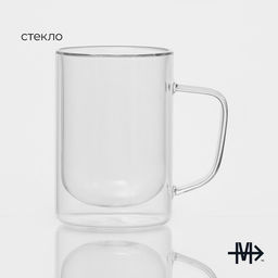 Кружка с двойными стенками Magistro «Дуо», 300 мл, 12×9×11 см, стекло, прозрачная