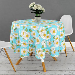 Скатерть д146см Душистая ромашка, вид 4, диаметр стола до 105см, на 6 персон, рогожка (хлопок 100%) 171г/м2, упаковка классическая, пакет ПВХ 28х41см, Домашняя мода (Россия)