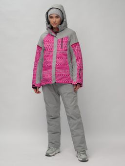 Горнолыжный костюм женский большого размера розового цвета 02272-1R