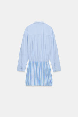 VESTIDO CORTO CAMISERO NUDO / Azul / Blanco - Zara фото 8