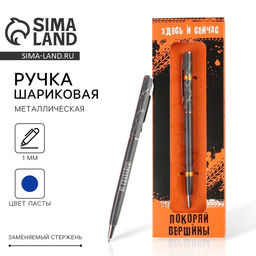 Подарочная ручка Покоряй вершины, металл, синяя паста, 1 мм