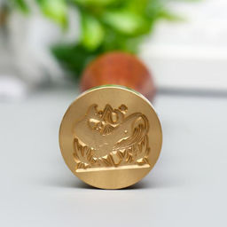 Печать для сургуча с деревянной ручкой «Кит и геометрия» 9×3×3 см