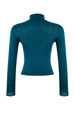 Zumrut Yesili Transparan Dik Yaka Esnek Normal Boy Orme Bluz TWOAW26BZ00266