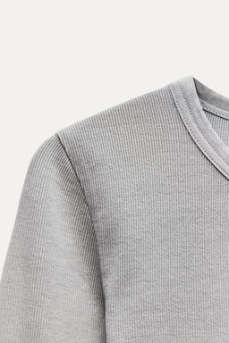 LONG SLEEVE WASHED EFFECT RIBBED T-SHIRT - Zara фото 18