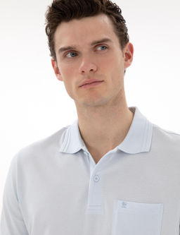 A__k Mavi Regular Fit %100 Pamuk Polo Yaka Basic Ti__rt