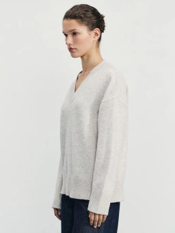 Джемпер с V-образным вырезом с добавлением шерсти / Zarina фото 4