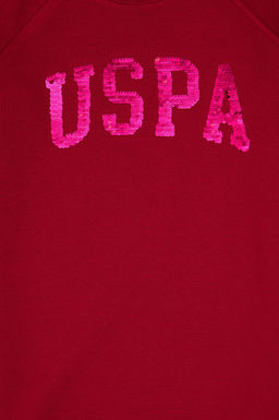 K_z _ocuk Koyu Frambuaz Payet Detayl_ Bisiklet Yaka Sweat _rme Elbise Sepette S_rpriz _ndirim - U.s. polo assn фото 5