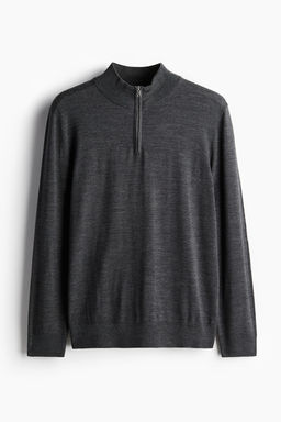 Jersey en lana merino con cremallera Slim Fit - H&m фото 6