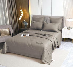 Одеяло MAISON DOR Страйп Сатин с простыней и наволочками L288-86 ГОЛУБОЙ