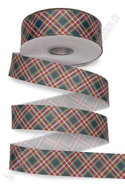 Лента репсовая 2,5 см*25 ярд с рисунком "Клетка" SF-7223, №236