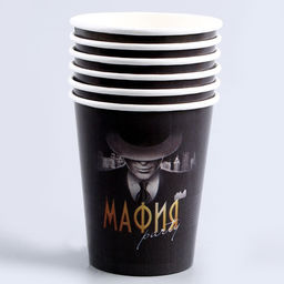 Набор бумажной посуды Мафия: 6 тарелок, 6 стаканов - Страна карнавалия фото 4