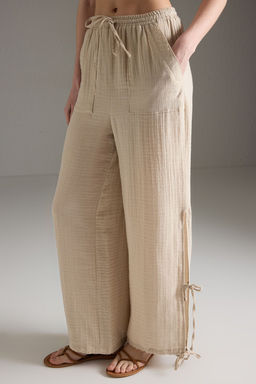 Tas Baglama Detayl? Muslin 100% Pamuk Plaj Pantolon TBESS25PL00008