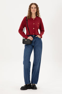 Женский трикотажный кардиган вишневого цвета Неожиданная скидка в корзине - U.s. polo assn фото 4