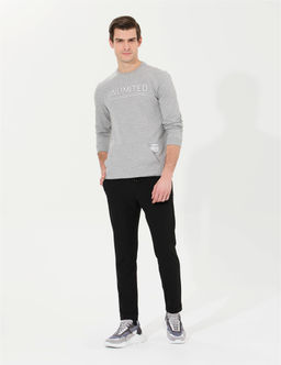 Siyah Slim Fit Beli Latikli _pli Kanvas Pantolon