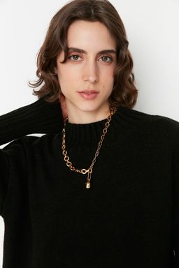 Siyah Genis Kal?p Yumusak Dokulu Basic Triko Kazak TWOAW23KZ00490